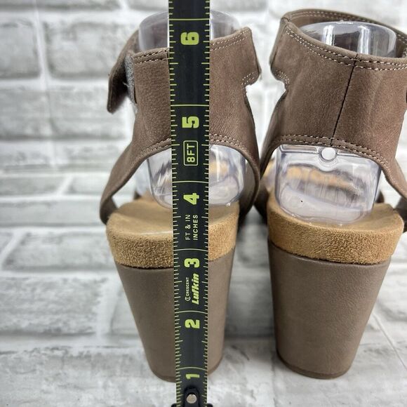 Lucky Brand Kanoa Women's Size 8.5 Tan Leather Wedge Ankle Strap Sandal - Picture 6 of 12